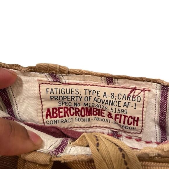 VINTAGE Abercrombie & Fitch Shorts Mens 32 Brown Tobacco Cargo Fatigues Y2K - Picture 3 of 15